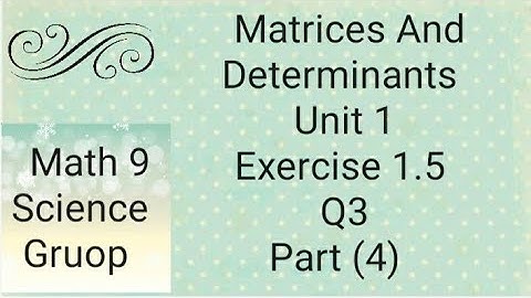 Maths 9 Unit 1 Ex 1.5  Q3 Part (4) Matrices And Determinants   (Punjab board)