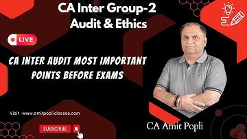 CA Inter Audit Most Important Points before Exams || By CA Amit Popli