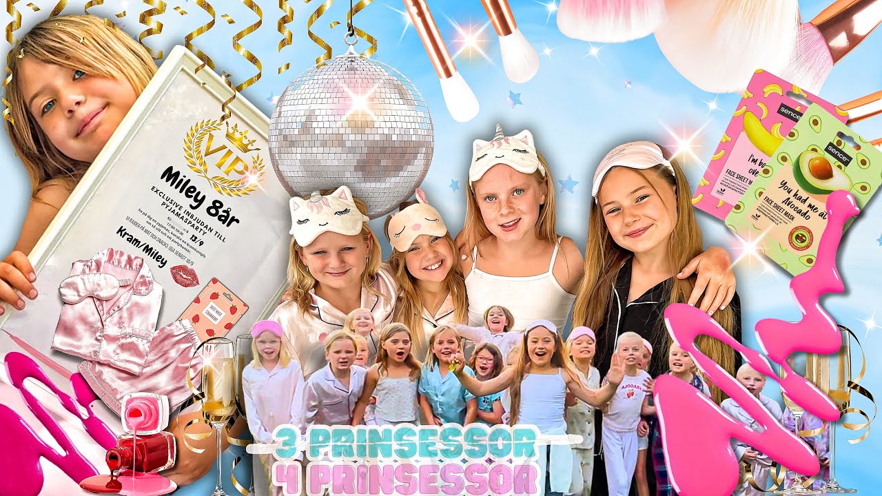 PYJAMASPARTY🪩🥂💅🏼💖 Miley och tjejgänget! - 3prinsessor VLOGG