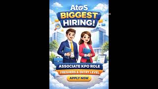 Atos Biggest Hiring 😍 Associate KPO Role | Freshers Apply Now! #atos #offcampusdrive