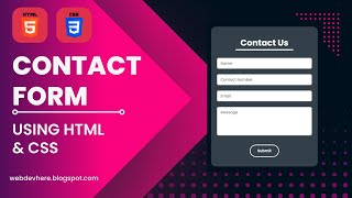 How To Make  Contact Form Using HTML and CSS | HTML CSS Tutorial | Web Development | #css #html