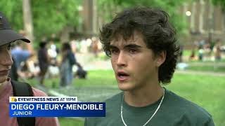 Pro-Palestinian protesters take down U.S. flag replace it with Palestine flag on UNC quad