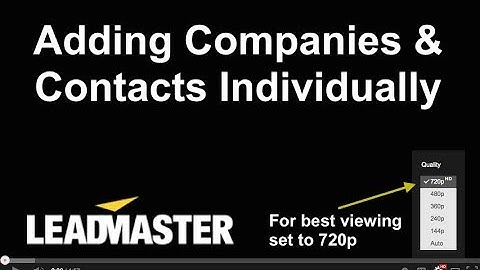 Adding Companies And Contacts Individually