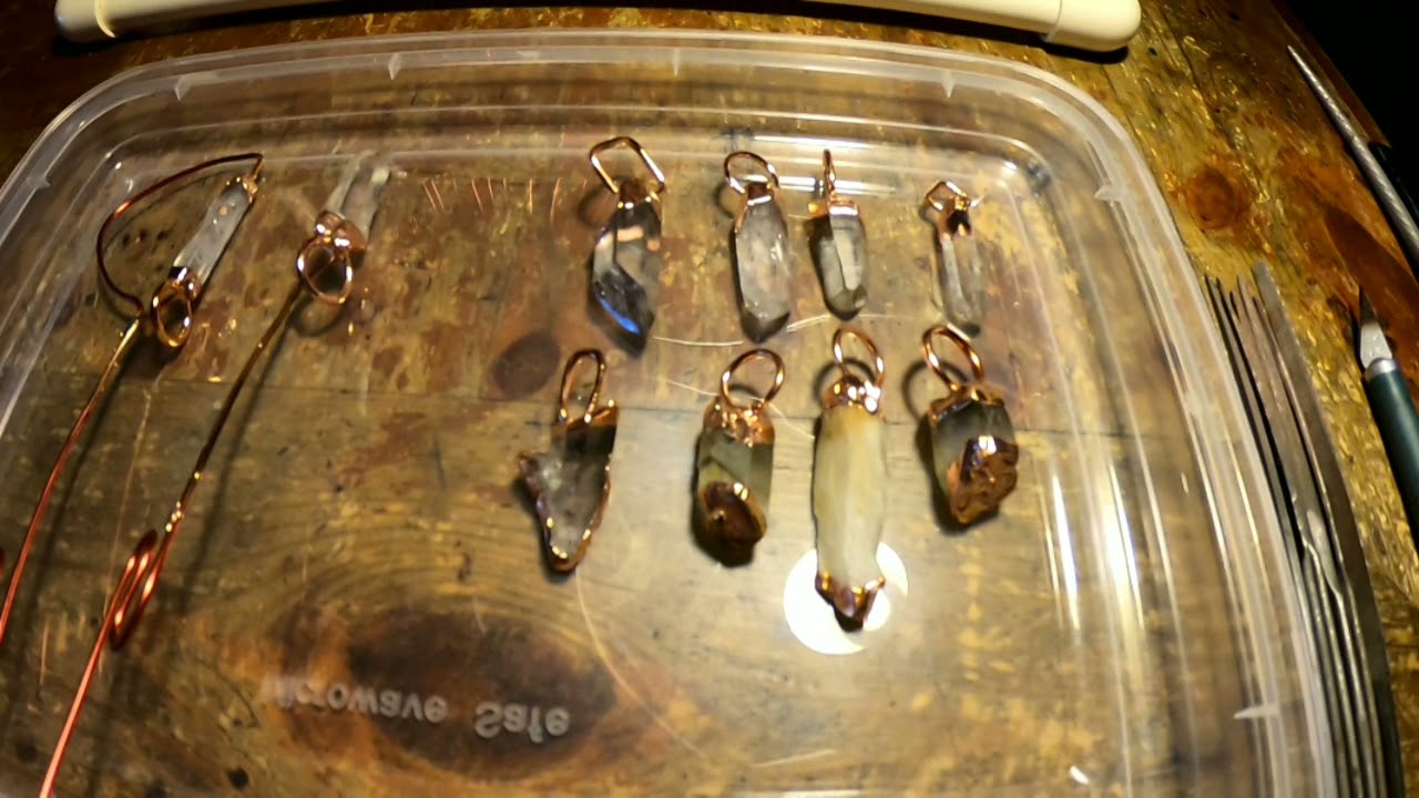 Electroforming quartz crystal pendants