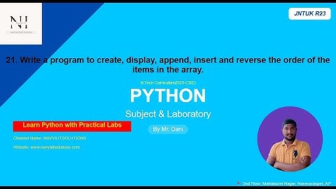 Python Program to Create, Append, Insert & Reverse Array | JNTUK R23 Lab Experiment | EXP21