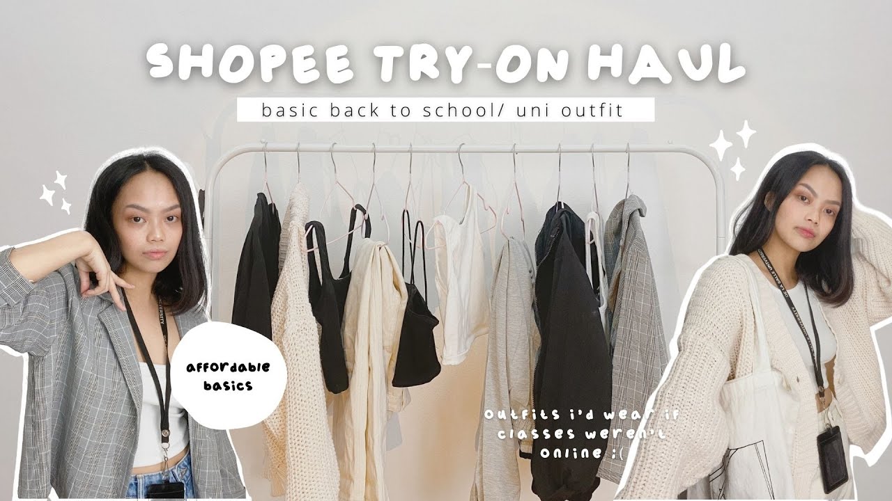 shopee try-on haul | basic uni outfits (high quality basics, tops ...