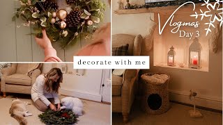 Decorating For Christmas | cottage aesthetic, champagne, gold, white & red | VLOGMAS day 3