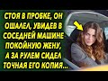 Стоя в пробке, он ошалел, увидев в соседней машине покойную жену, а за рулем сидел точная его копия…