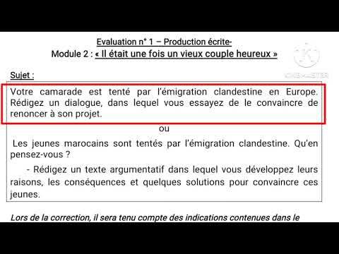 2bac il était une fois un vieux couple heureux la production écrite l' émigration clandestine الهجرة