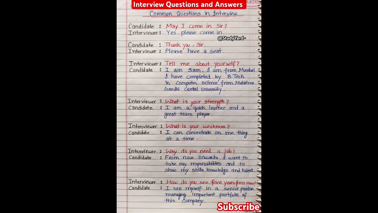 Interview Questions And Answers L Common Answer