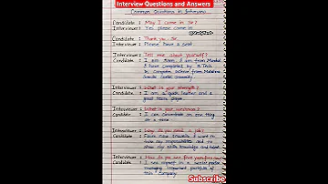 Interview Questions And Answers L Interview L Common Interview Questions And Answer 