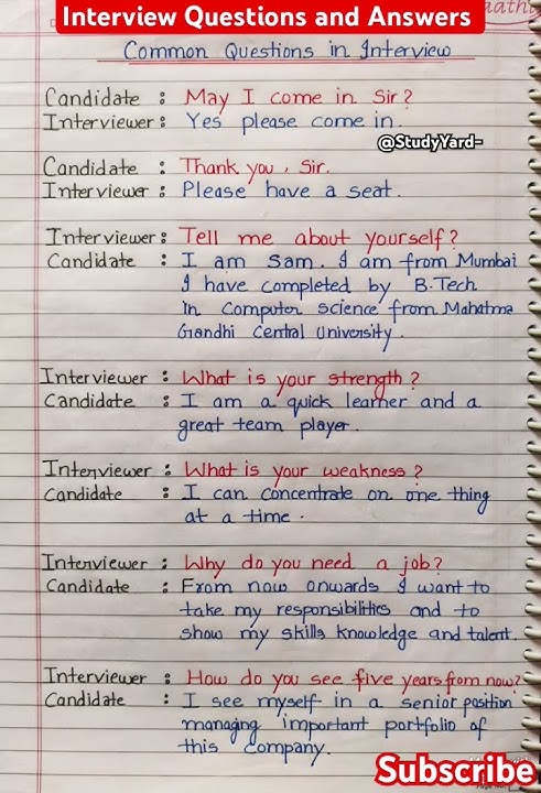 Interview Questions and answers l interview l common interview Questions and answer