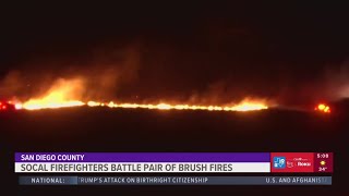 Southern California firefighters continue to fight pair of brush fires