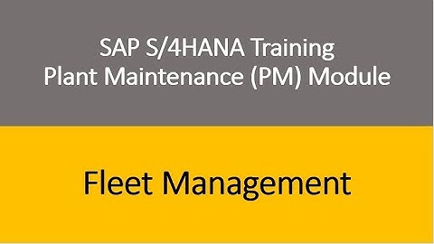 Video 33 - SAP S/4HANA Plant Maintenance (PM) Training : Fleet Management.