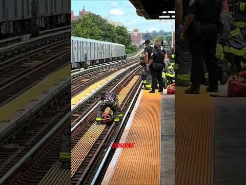 NYC Subway man fell on tracks.🙏 #nyc #nycsubway #NYCSubwayLife #mta #onlyinnyc #fdny #fyp #shorts