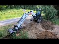 Installing 12" culvert pipe with bobcat e42 mini excavator PT 1