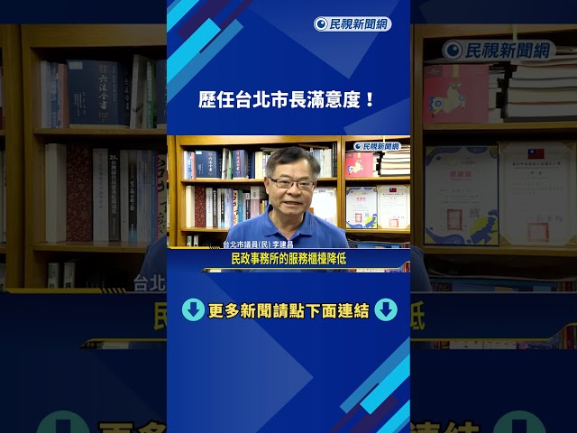 歷任台北市長滿意度! 陳水扁35%居冠 遠超蔣萬安17%－民視新聞