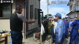 菅義偉官房長官が埼玉県内の台風19号被災地視察