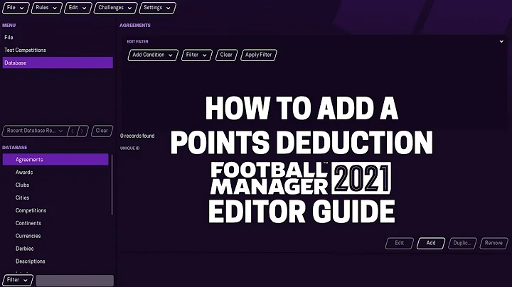 FM21 Editor | How to add a points deduction | Football Manager 2021