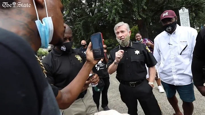 Hear what Sheriff Leon Lott said to angry proteste...