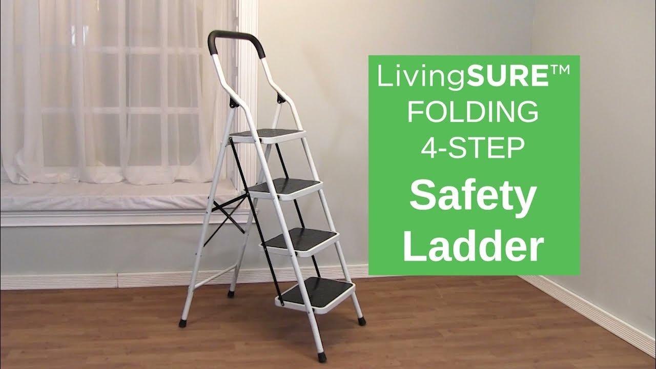 Folding Four Step Ladder by LivingSURE™ XL Walter Drake YouTube