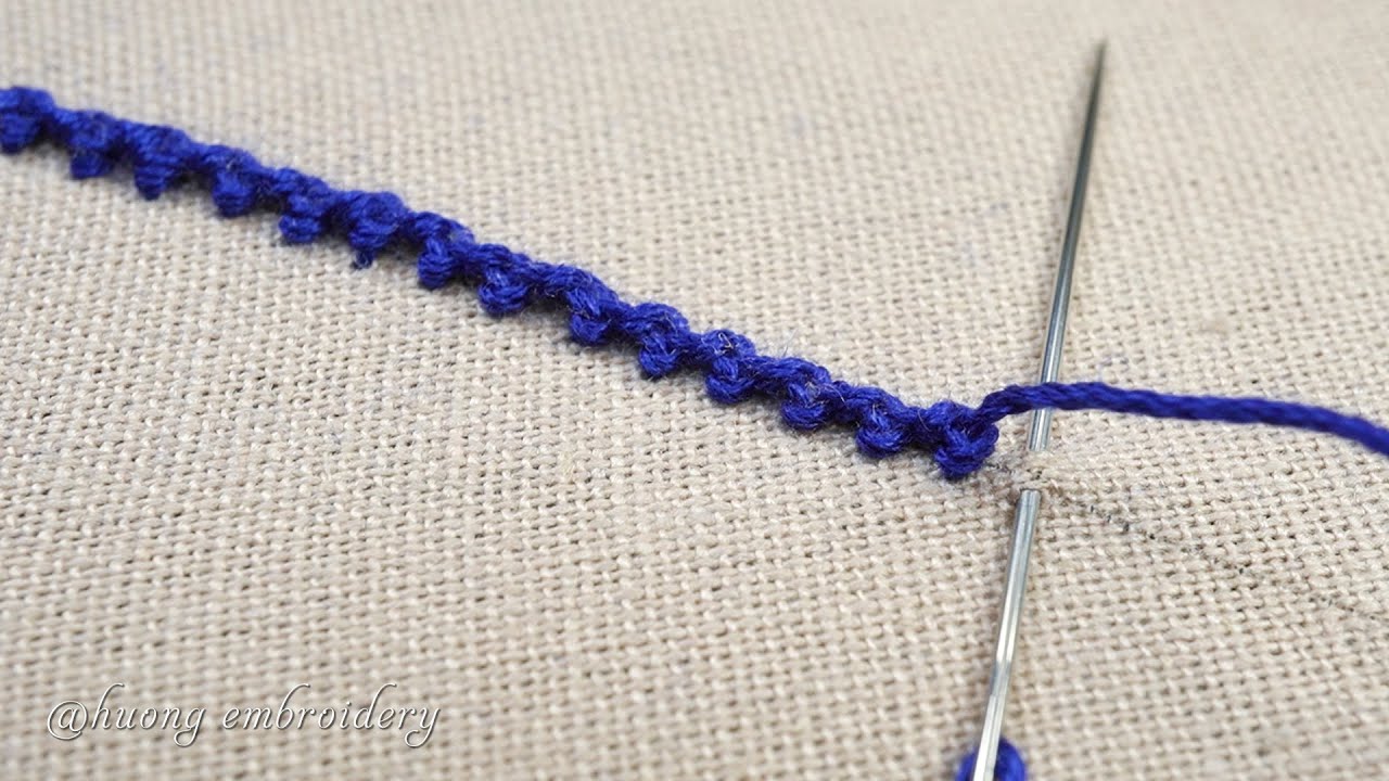 Basic hand embroidery tutorial. Palestrina double knot stitch - YouTube