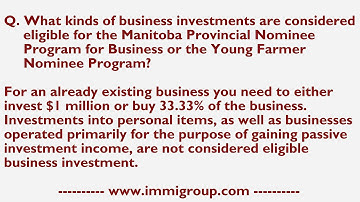What kinds of business investments are considered eligible for the MPNP for Business or the YFNP?