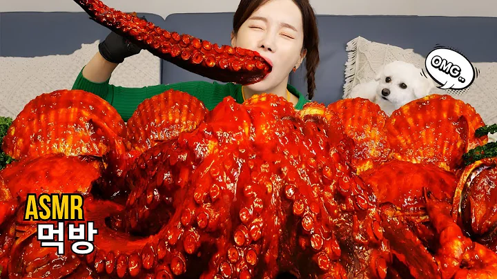 [ASMR Mukbang] Eating Spicy Octopus 🐙 Crab 🦀 Snail & Korean Fire Noodles 🍜 | Seafood Feast