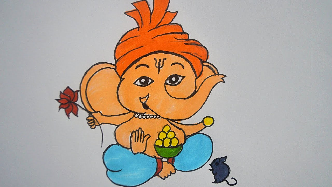 Ganesha Drawing with Colors || Ganesh Chaturthi Drawing || How To ...