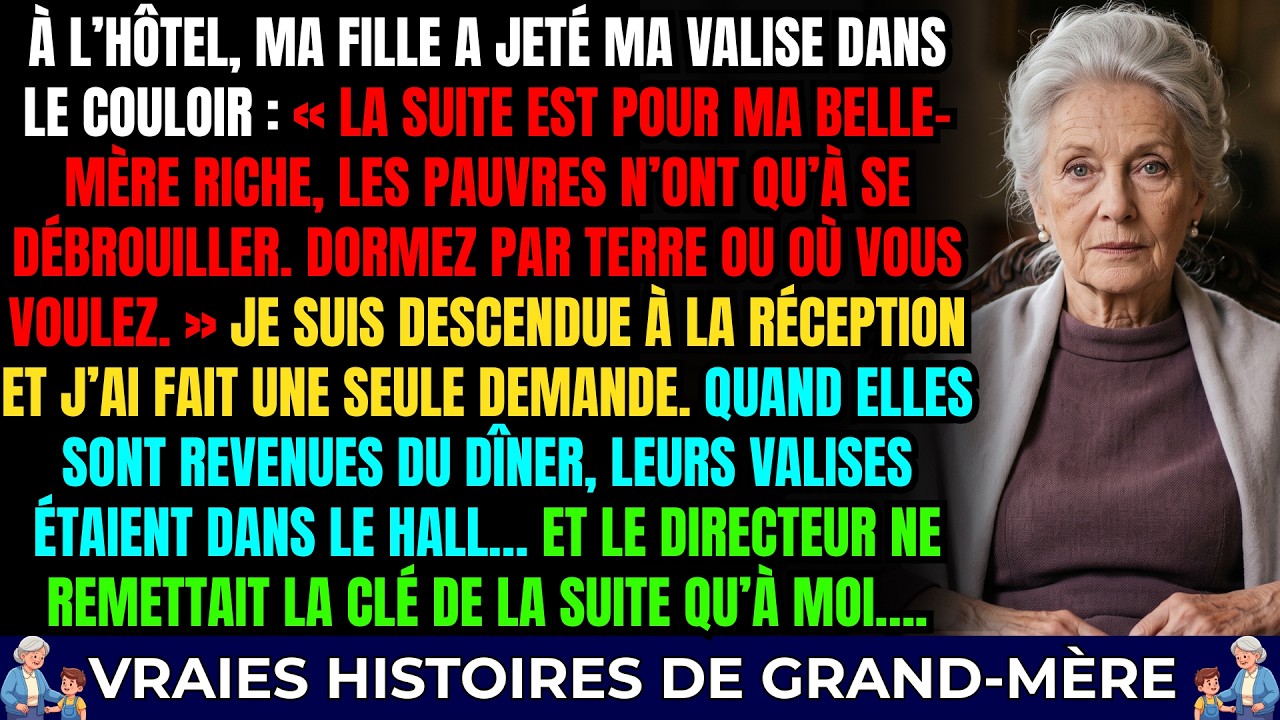 Le jour où ma fille a jeté ma valise dans le couloir de l’hôtel en disant que la suite devait revenir à sa belle-mère fortunée, j’aurais pu pleurer. Au lieu de ça, je suis descendue à la réception...