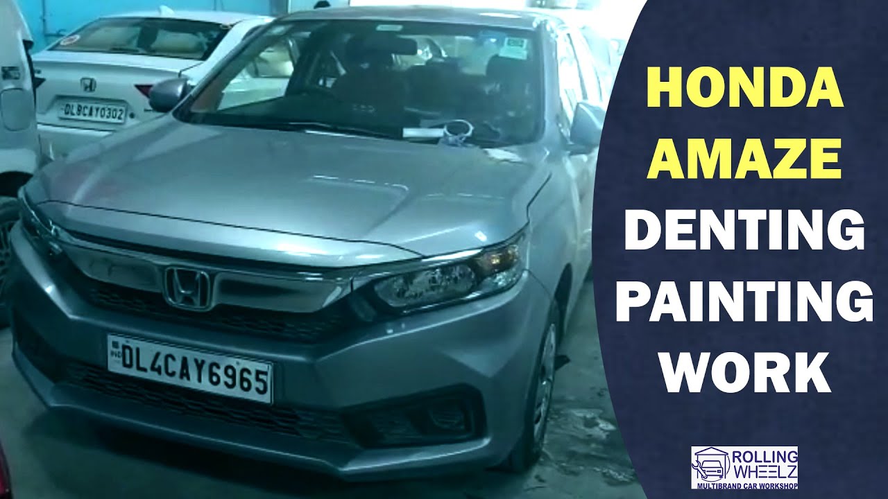 Honda Amaze Denting Painting | car dent & paint work | Honda Amaze Repair | rolling wheelz