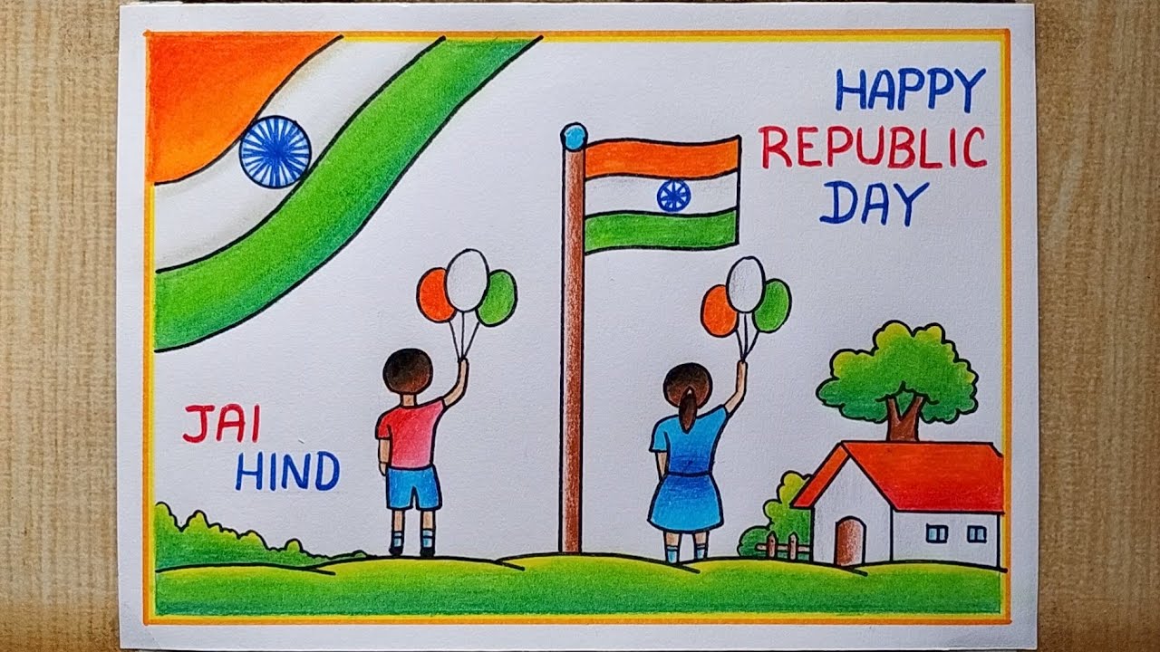 how to draw Republic day drawing easy // beautiful 26 january 🇮🇳 painting  // watercolor painting | Easy drawings, Republic day, Watercolor paintings