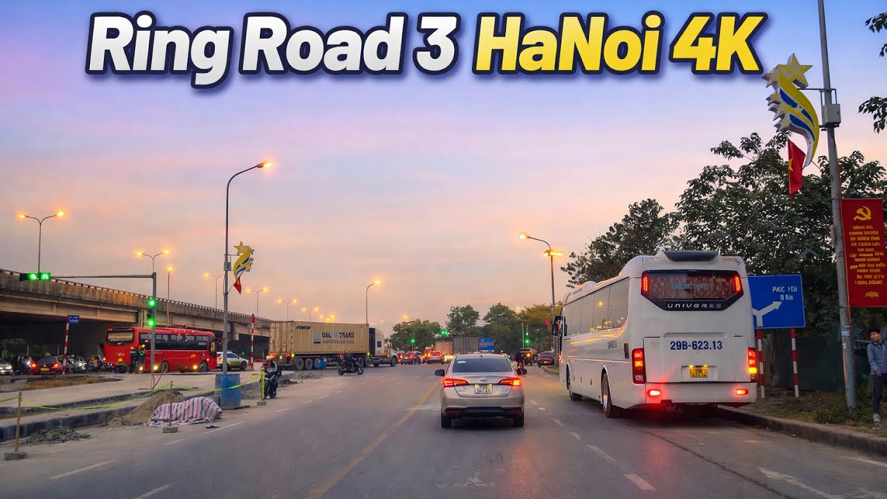 Driving POV on Hanoi Ring Road 2 at Sunset | 4K Ultra HD City Drive