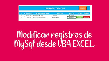 Modificar registros de Mysql desde Excel - Conexión Online