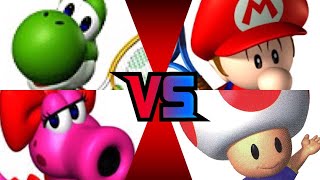 Mario Tennis 64 - Yoshi And Birdo Vs Baby Mario And Toad