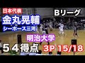 金丸晃輔 54得点(3p 15/18) 関東大学リーグ戦 明治大学 vs 順天堂大学