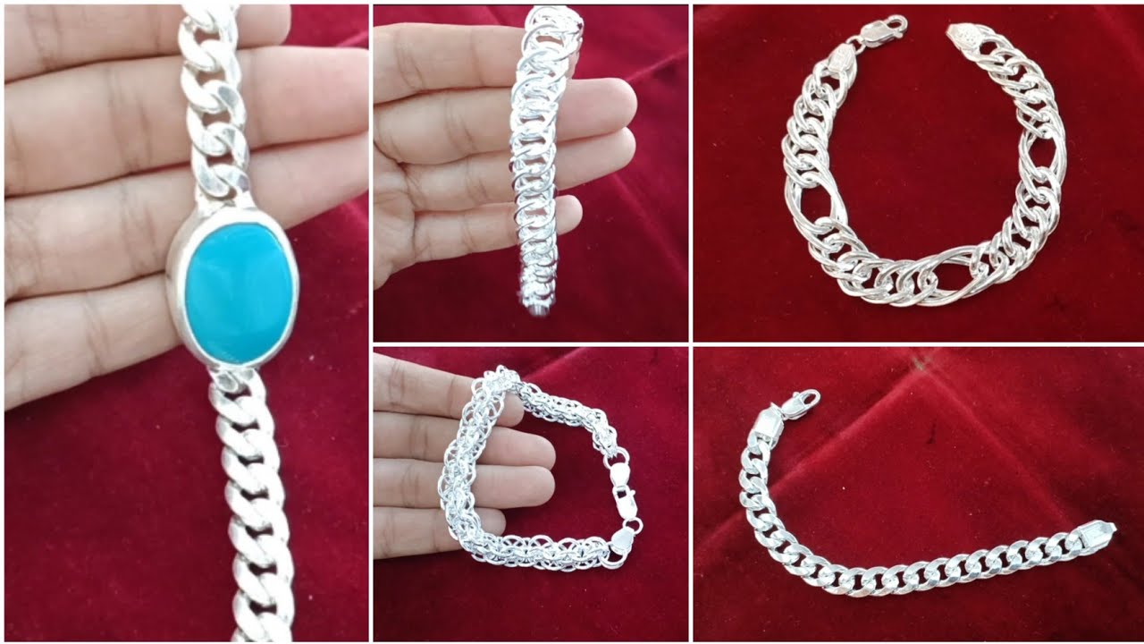 silver gents bracelet design || chandi ka bracelet design - YouTube