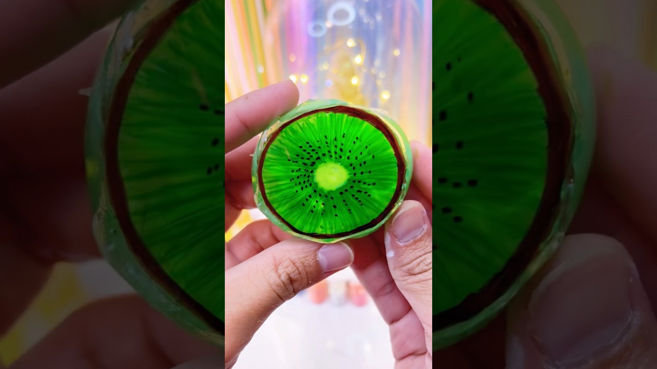 🥝 DIY squishy Kiwi with slime nanotape bubble 