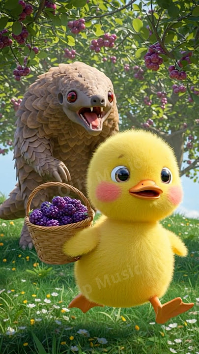 Duckling and pug dog go picking sim berries #shorts #duck #cute #funny