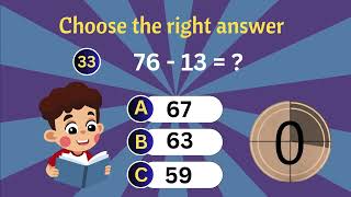 Grade 1 | Math Challenge | 50 Fun No-Regrouping Subtraction Quiz (1)✏️| Educational Video