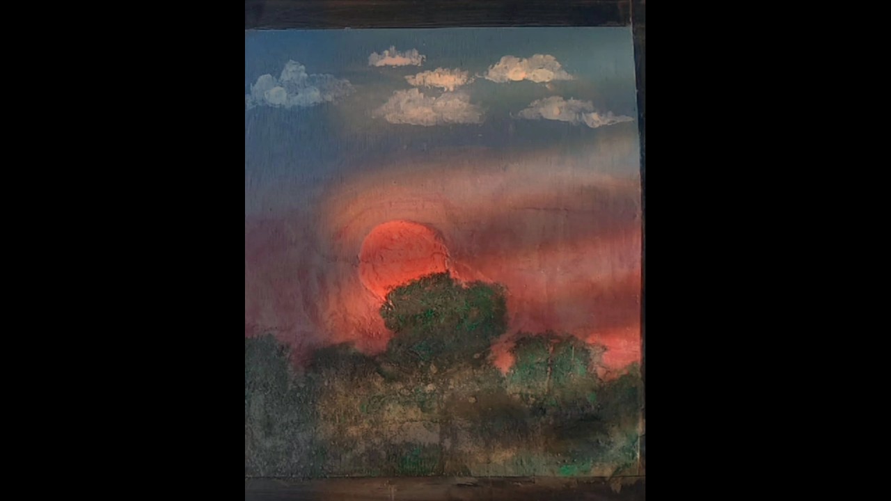 sunset landscape painting.                 