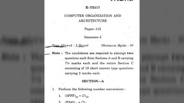 COMPUTER ORGANIZATION & ARCHITECTURE || QUESTION PAPER
