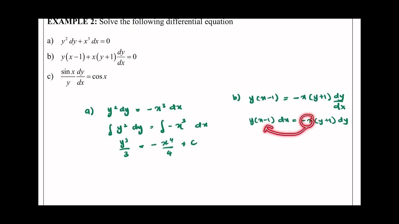 Separable differential equation part 1 YouTube