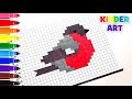 Снегирь - Рисунки по клеточкам | How to draw a bullfinch - Pixel art