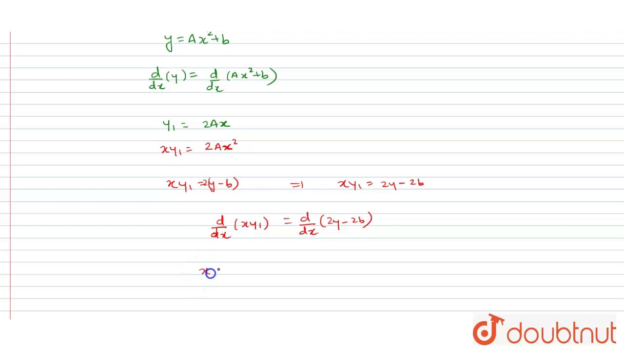 Form Differential Equation For Y Ax 2 B Youtube