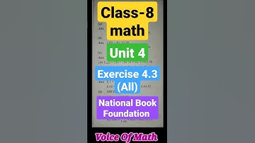 Class-8 Math Unit-4 Exe no 4.3 Q no.All NBF, Federal Text Book board, #shorts #viral #class8