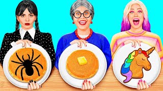 Wednesday vs Grandma Cooking Challenge  Kitchen Gadgets and Parenting Hacks by Fun Challenge