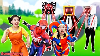 Baby Doll Plays Squid Game With Pomni, Spider-Man & TV Man - Best Video Collection | BunnyFunny