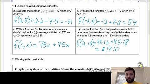 Algebra II - 1.8 - Optimization and Linear Programming