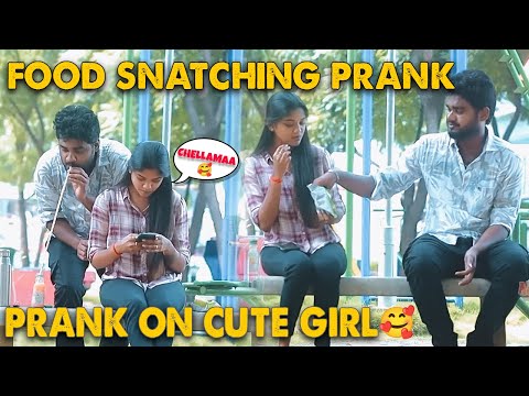 Food Snatching Prank on Cute Girl🥰உலகமகா உருட்டுடா Prithivi🤣😜 @VaazhaPalam
